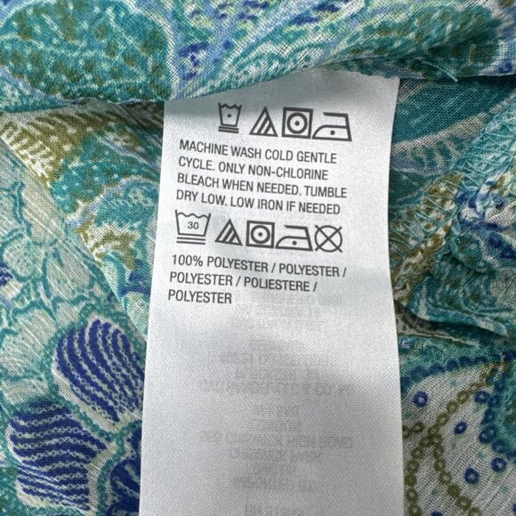 LOGO Lori Goldstein Floral Chiffon Ruffle Collar Pintuck Top Sz S Fairy Peasant - Picture 9 of 9